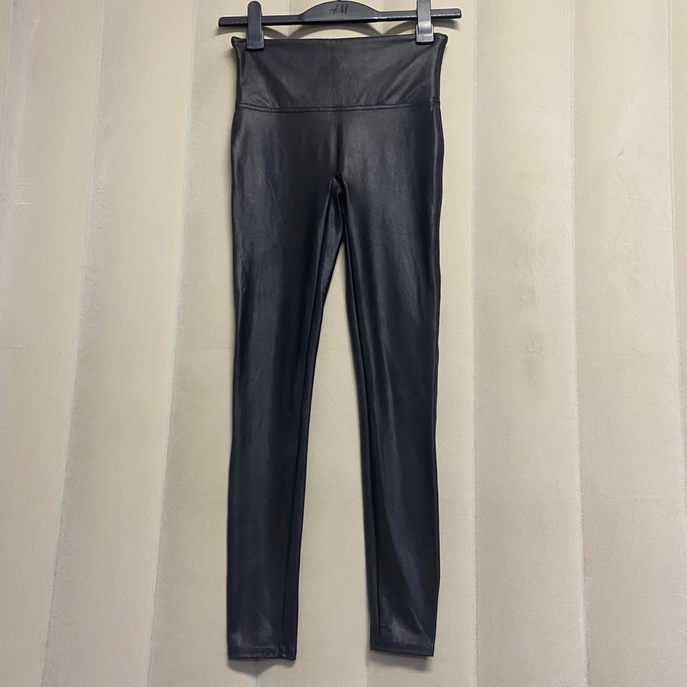 Spanx Women's Leggings Medium Liquid Faux Leather High Waisted Tummy Control